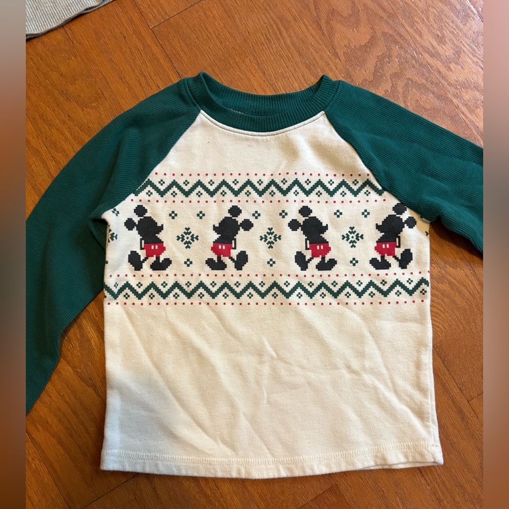 Disney Kids Mickey Mouse Sweater Trio - Gray, Cream, Green - Picture 5 of 7